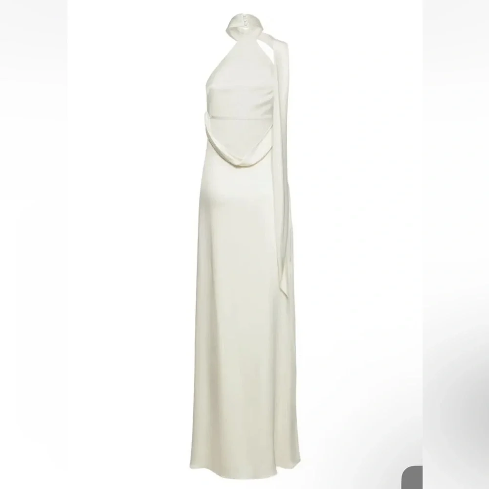 NWT ✨ Jonathan Simkhai Ivory Vittoria Silky Gown Size 4. $698 - Picture 6 of 16